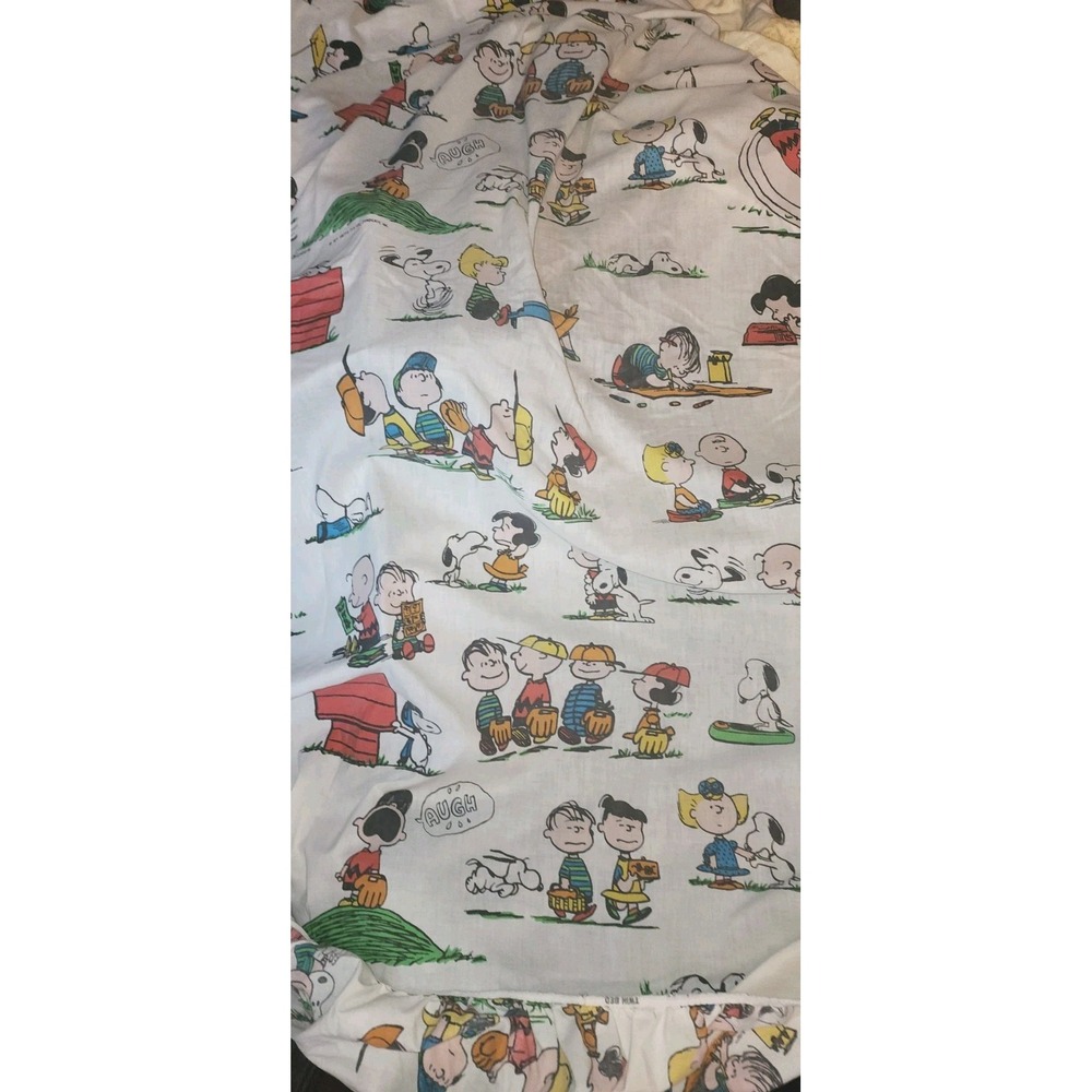 Peanuts Twin Size Sheet Set Happiness is being one of the gang Vintage 1971 Read